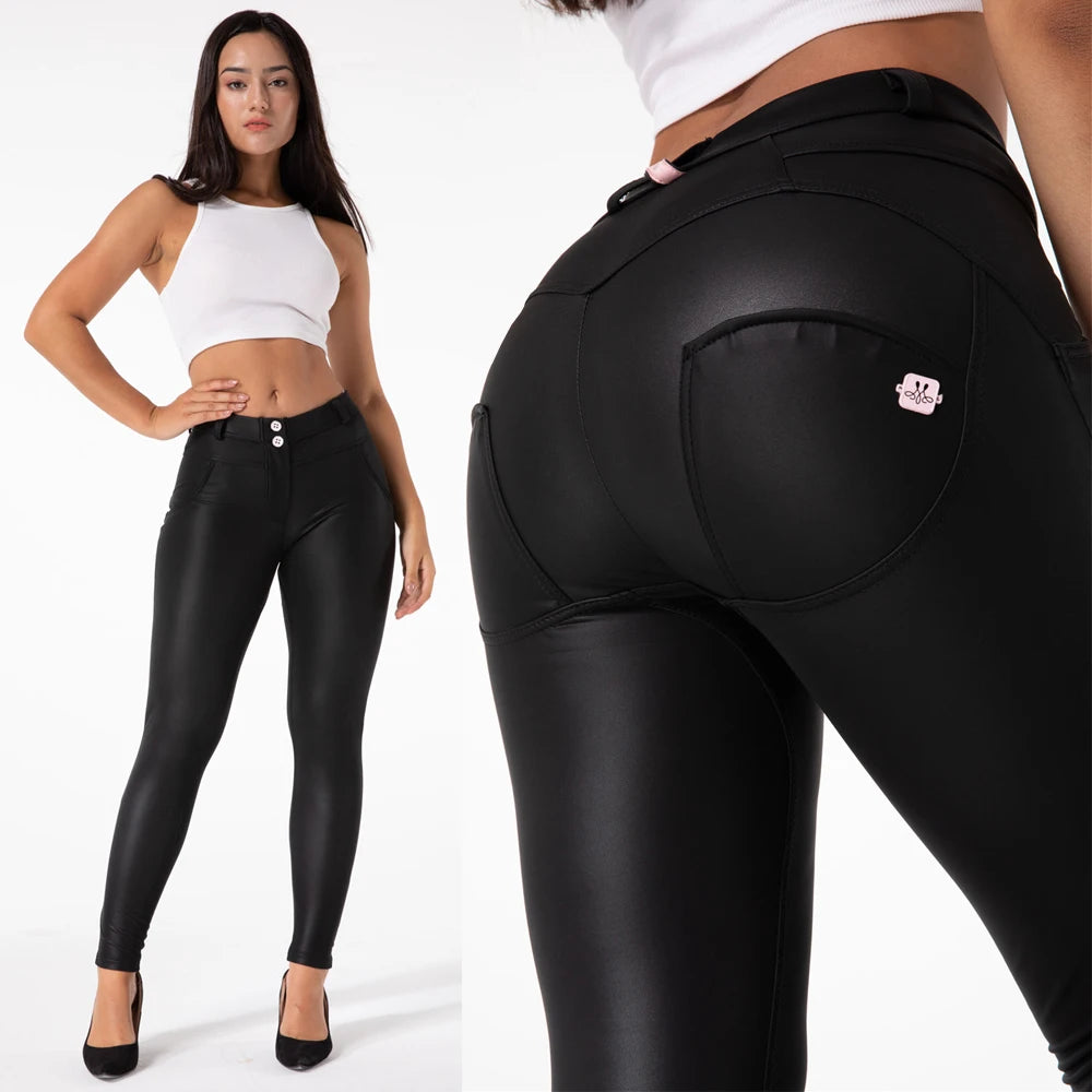 Women’s Dark Red Faux Leather Leggings – Slim Fit Pants